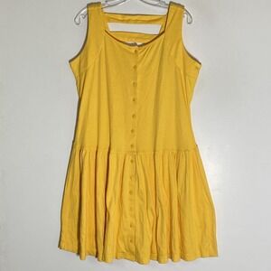 Vintage Victoria Harbor Dress Womens Large Yellow Lattice Back Beach 80s 90s L